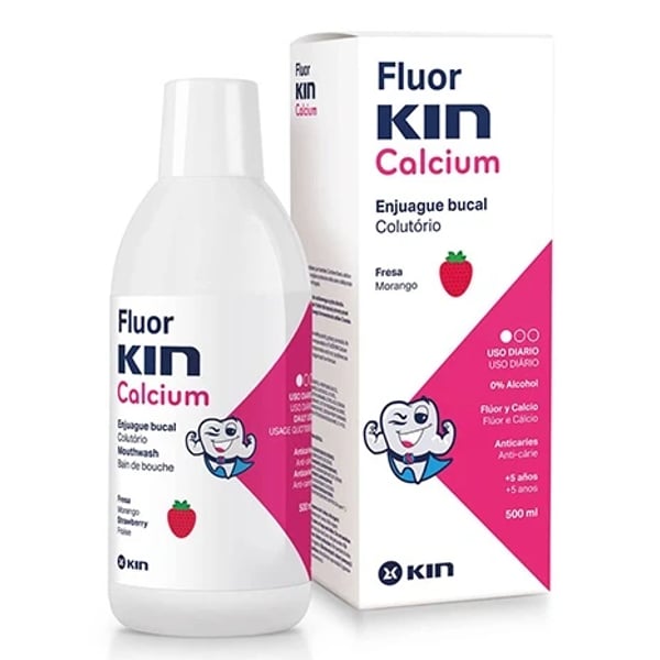 Fluor Kin Calcium Colutório Morango 500ml